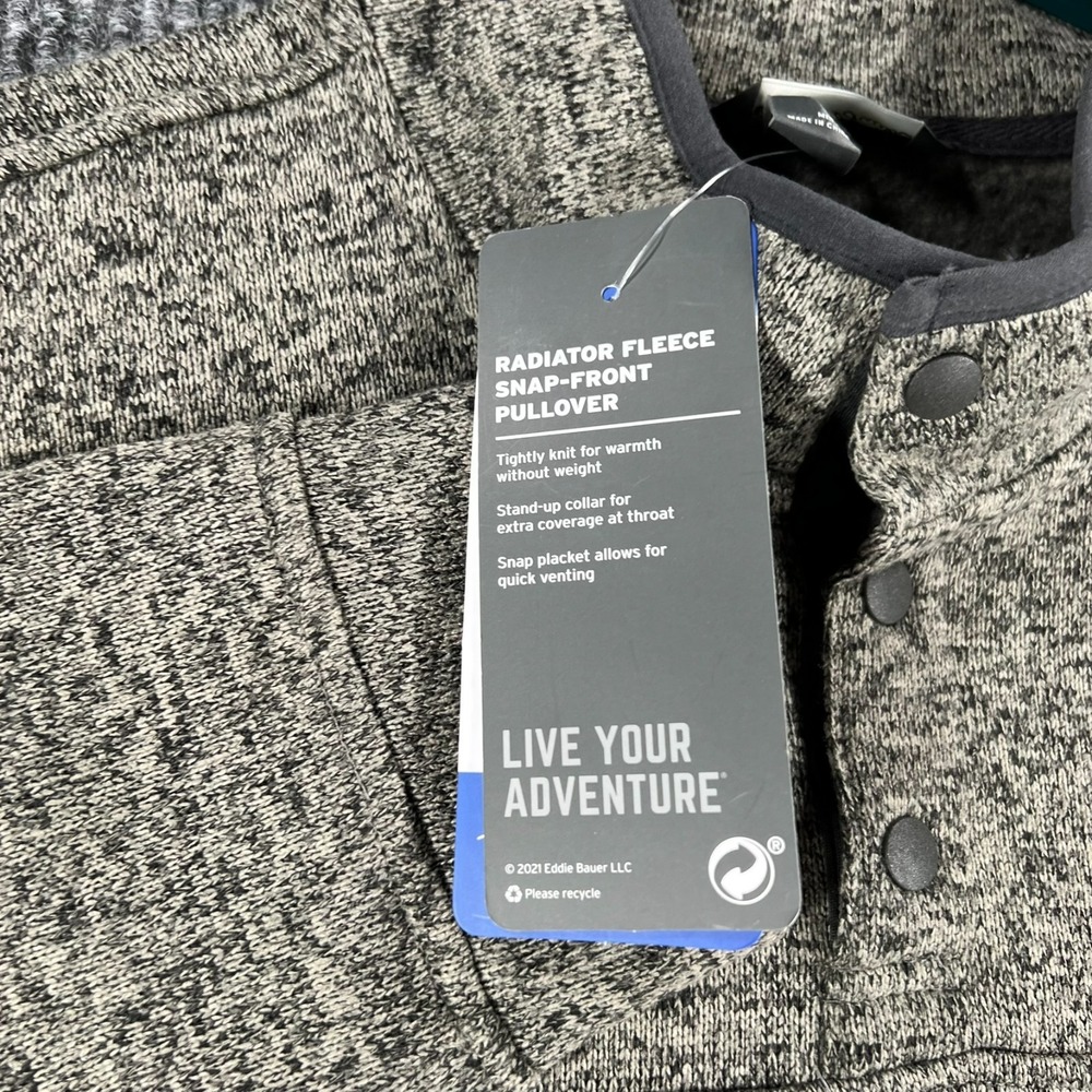 Eddie Bauer Pullover Fleece Mens Large Green Long Sleeve 1/4 Snap Casual New - Picture 10 of 14